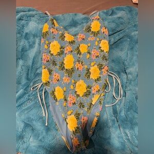 Aerie Real Good one piece cheeky swimsuit with open back